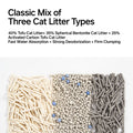 Mixture image of PIDAN 3-in-1 Blend Cat Litter 5.4kg (Tofu, Spherical Bentonite Clay, Activated Carbon Infused Tofu) - Pets Villa. 
