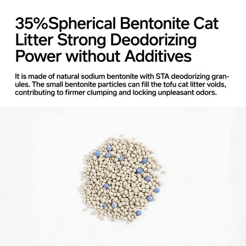 Spherical Bentonite Cat Litter image of PIDAN 3-in-1 Blend Cat Litter 5.4kg (Tofu, Spherical Bentonite Clay, Activated Carbon Infused Tofu) - Pets Villa. 