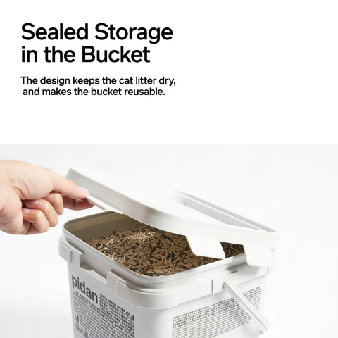 Storage container image of PIDAN 3-in-1 Blend Cat Litter 5.4kg (Tofu, Spherical Bentonite Clay, Activated Carbon Infused Tofu) - Pets Villa. 