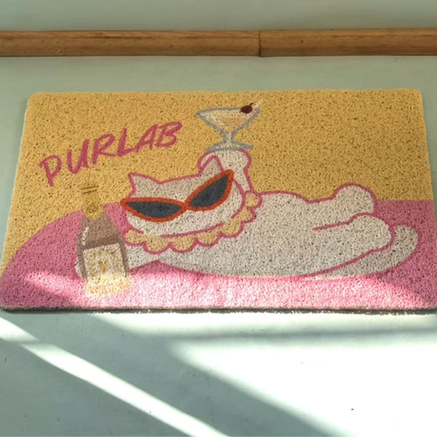 Champagne version image of PURLAB Summer Cat Litter Mat - Pets Villa. 