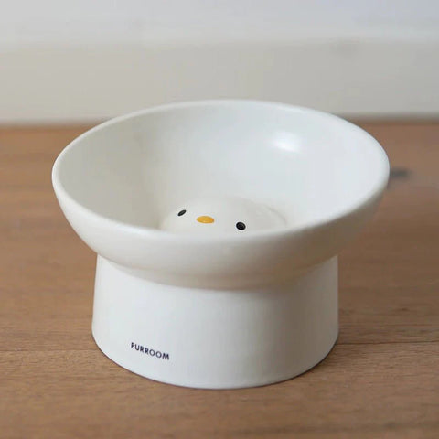 Front image of PURROOM Little Chick Elevated Ceramic Pet Bowl - Pets Villa.