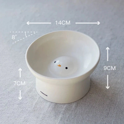 Image showing the size of PURROOM Little Chick Elevated Ceramic Pet Bowl  - Pets Villa.