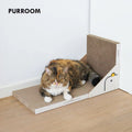 Image of a cat laying on PURROOM Little Chick L-Shape Cardboard Cat Scratcher  - Pets Villa. 