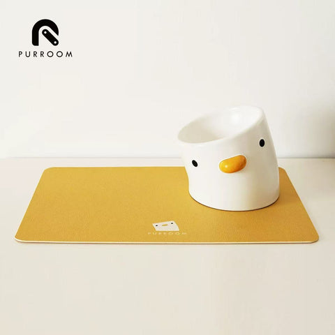 Front image of PURROOM Little Chick Yellow Pet Meal Mat - Pets Villa. 