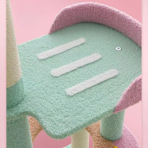 Close up image of a perch of Sprinkle Ice Cream Cat Tree - Pets Villa. 