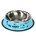 Image of the blue variant of Stainless Steel Cartoon Colourful Pet Bowl - Pets Villa. 