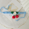 Image of the blue variant of Strawberry Woven Pet Collar - Pets Villa.
