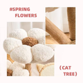Close up image of Summer Flower Natural Solid Wood Cat Tree - Pets Villa. 