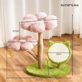 Image of Green and Pink variant nof Summer Flower Natural Solid Wood Cat Tree - Pets Villa. 