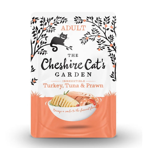 Front image of THE CHESHIRE CAT'S GARDEN Irresistible Turkey, Tuna and Prawn - Pets Villa. 