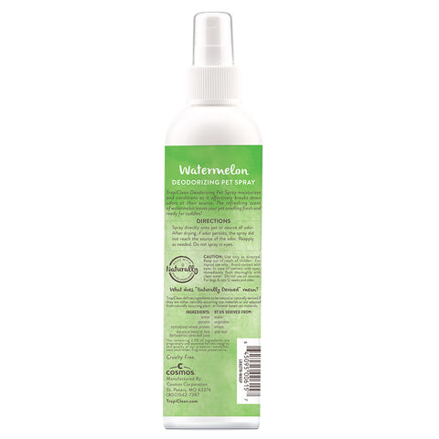 Back image of TROPICLEAN Watermelon Deodorising Pet Spray 236ml - Pets Villa. 