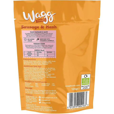 Back image of WAGG Sausage and Mash Dog Treats 125g - Pets Villa. 