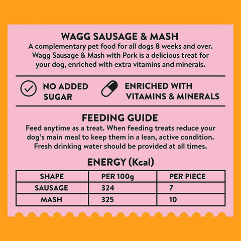 Composition image of WAGG Sausage and Mash Dog Treats 125g - Pets Villa. 