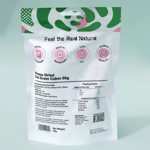 Back image of WAITA Freeze Dried Cat Grass Cubes 50g - Pets Villa. 