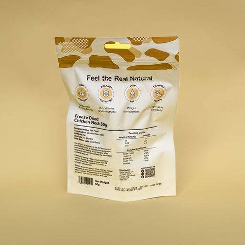 Back image of WAITA Freeze Dried Chicken Neck 50g - Pets Villa. 