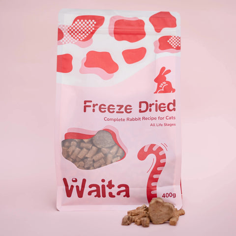 Front image of WAITA Freeze Dried Complete Rabbit Recipe for Cats - Pets Villa.
