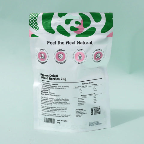 Back image of WAITA Freeze Dried Mixed Berries 25g - Pets Villa. 