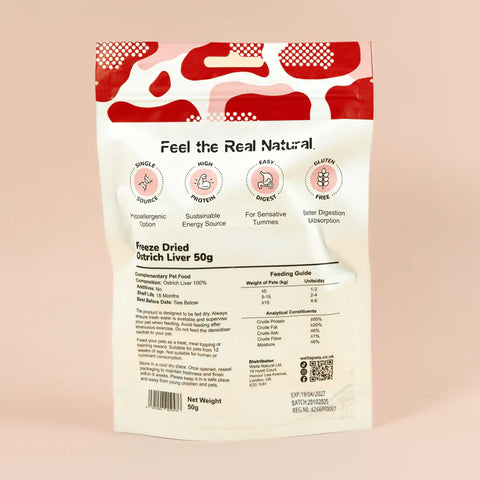 Back image of WAITA Freeze Dried Ostrich Liver 50g - Pets Villa.