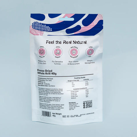 Back image of WAITA Freeze Dried Whole Krill 40g - Pets Villa. 