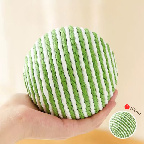 Pet Rattle Ball 10cm Sisal Rattle Cat Ball | Durable Scratch & Bat Interactive Toy ...