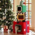 Front image of ZEZE Christmas Gift Box Cat Frame - Pets Villa. 