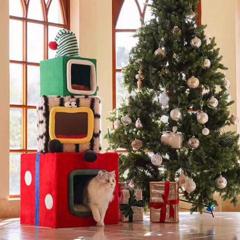 Product image of ZEZE Christmas Gift Box Cat Frame  - Pets Villa. 