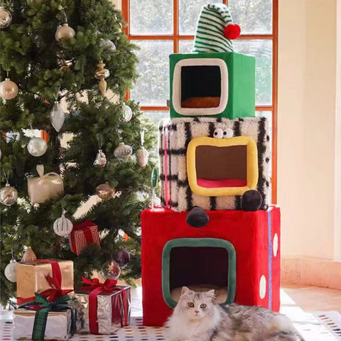 Product image of ZEZE Christmas Gift Box Cat Frame  - Pets Villa. 