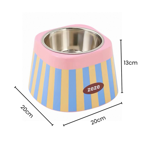 Size image of ZEZE Retro Stainless Steel Pet Bowl - Pets Villa. 