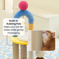 Close up image of ZEZE Two-Tier Arch Cat Tree with Balls and Rubbing Pole - Pets Villa. 