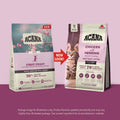 Bag of ACANA First Feast kitten food with WholePrey meat, organ, cartilage and bone for balanced nutrition.