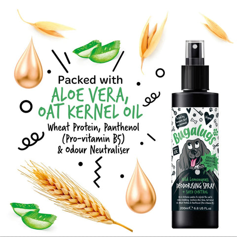 BUGALUGS Wild Lemongrass Deodorising Spray with Shed Control 200ml - Pets Villa
