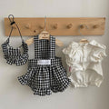 Cheese N Mood 3 Piece Checked Pet Outfit - Pets Villa