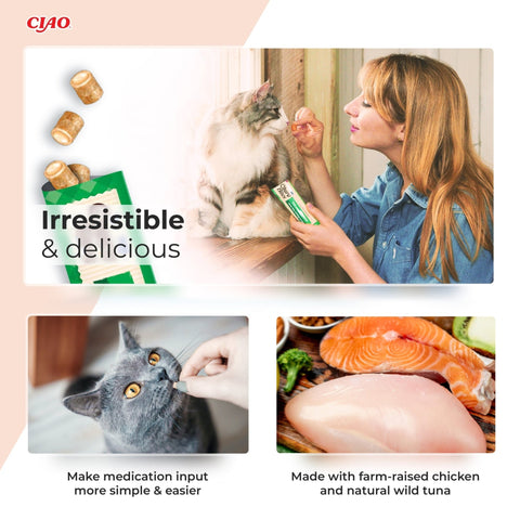 CHURU Bites Cat Treat Chicken Recipe Wraps Tuna Recipe 3x10g - Pets Villa