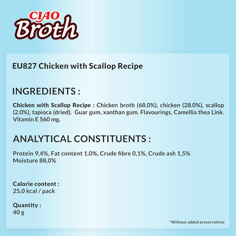 CIAO Cat Broth Chicken with Scallop Recipe - Pets Villa