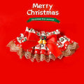  Close-up of festive bow on Christmas scarf with stitching detail