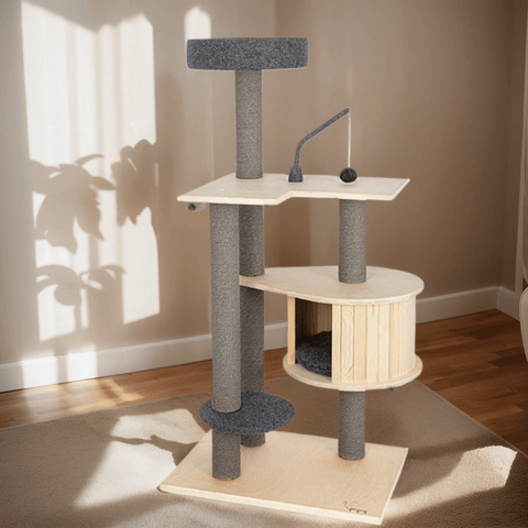 HONEYPOT CAT 138cm Solid Wood Cat Tree 190119 - Pets Villa