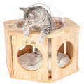 MIAOZUO Solid Wood Hexagon Cat Nest - Pets Villa
