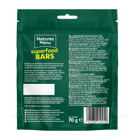 NATURES MENU Dog Superfood Bars Chicken Treats 70g - Pets Villa
