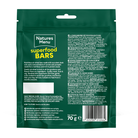 NATURES MENU Dog Superfood Bars Duck Treats 70g - Pets Villa