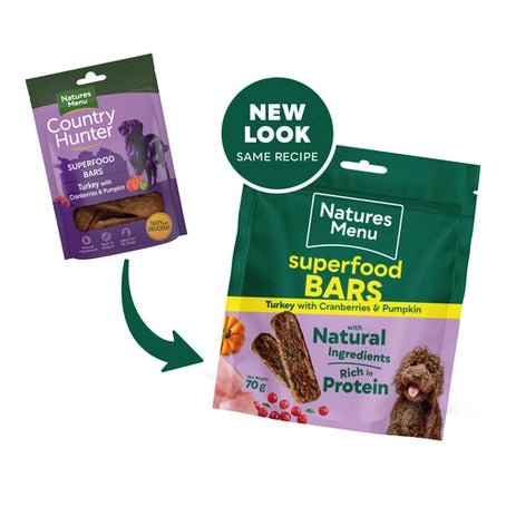 NATURES MENU Dog Superfood Bars Turkey Treats 70g - product image. This is a product of Pets Villa.