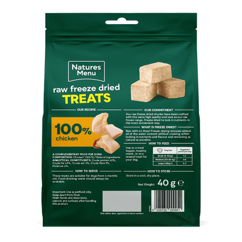NATURES MENU Raw Freeze Dried Treats 100% Chicken Chunks 40g - Pets Villa