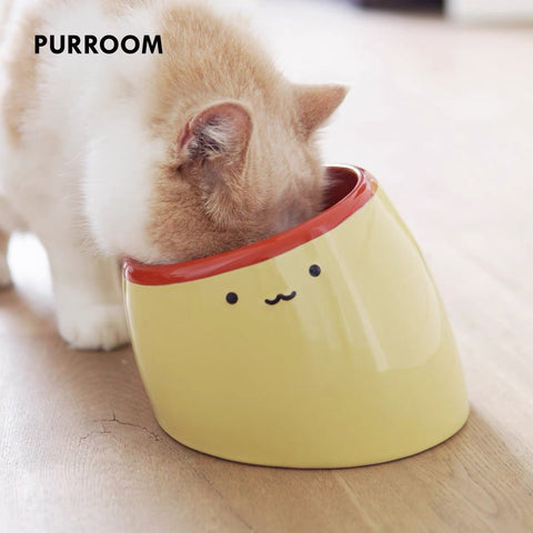 PURROOM Pudding Angled Raised Food Bowl - Pets Villa