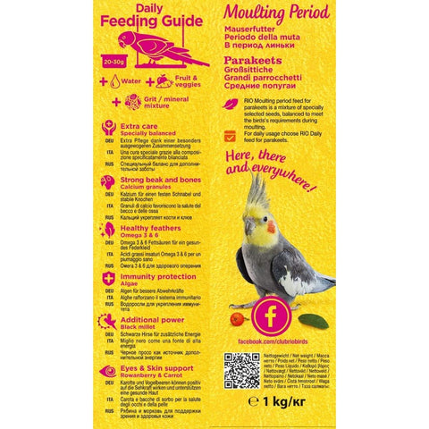 RIO Feed for Parakeets Moulting Period 1kg - Pets Villa
