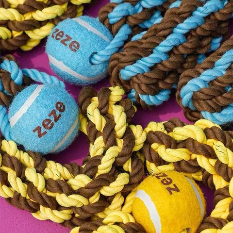 ZEZE Tennis Ball with Sturdy Rope - Pets Villa