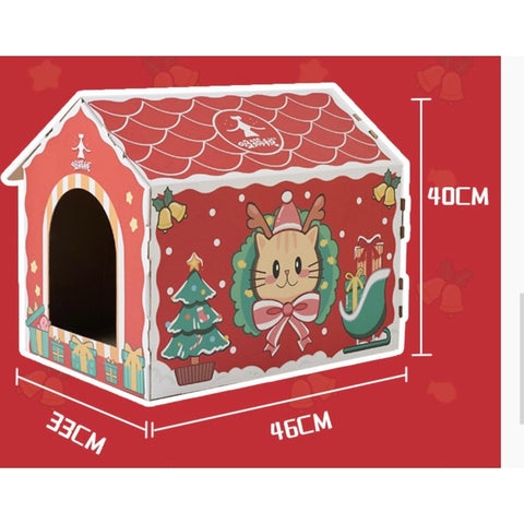 Christmas Cat Scratcher House - Pets Villa