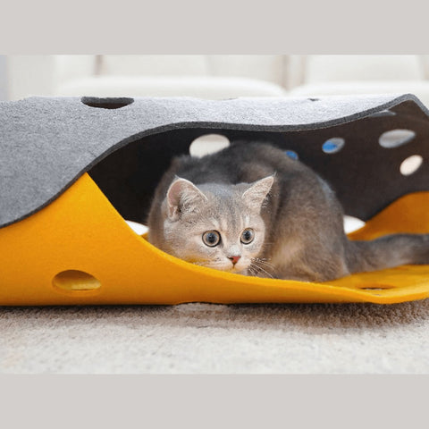 ZEZE Felt Cheesy Foldable Cat Tunnel - Pets Villa