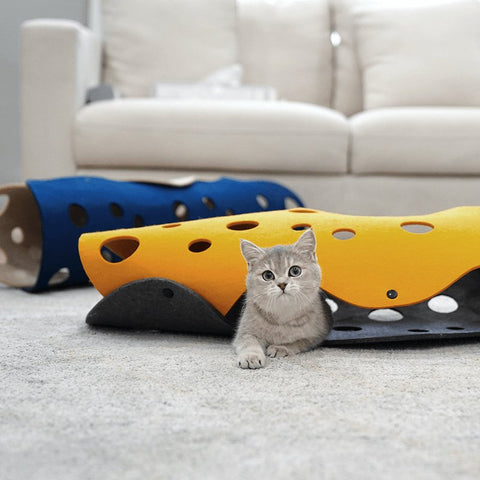 ZEZE Felt Cheesy Foldable Cat Tunnel - Pets Villa