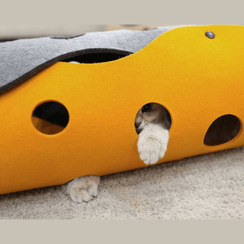 ZEZE Felt Cheesy Foldable Cat Tunnel - Pets Villa